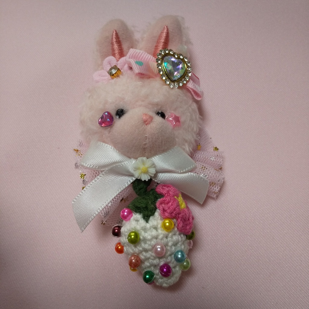 <35033>Rabbit strawberry hair tie (white)