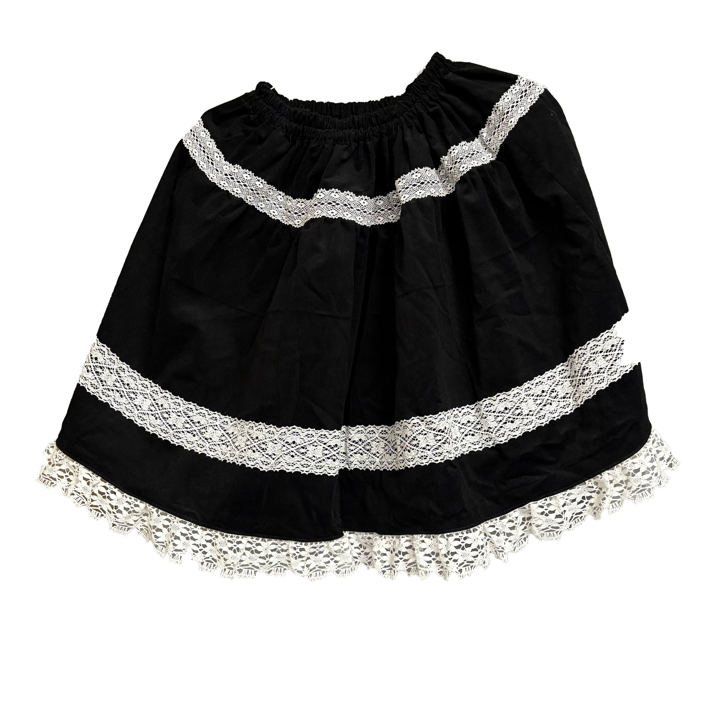 <16003>Corduroy and torsion lace skirt