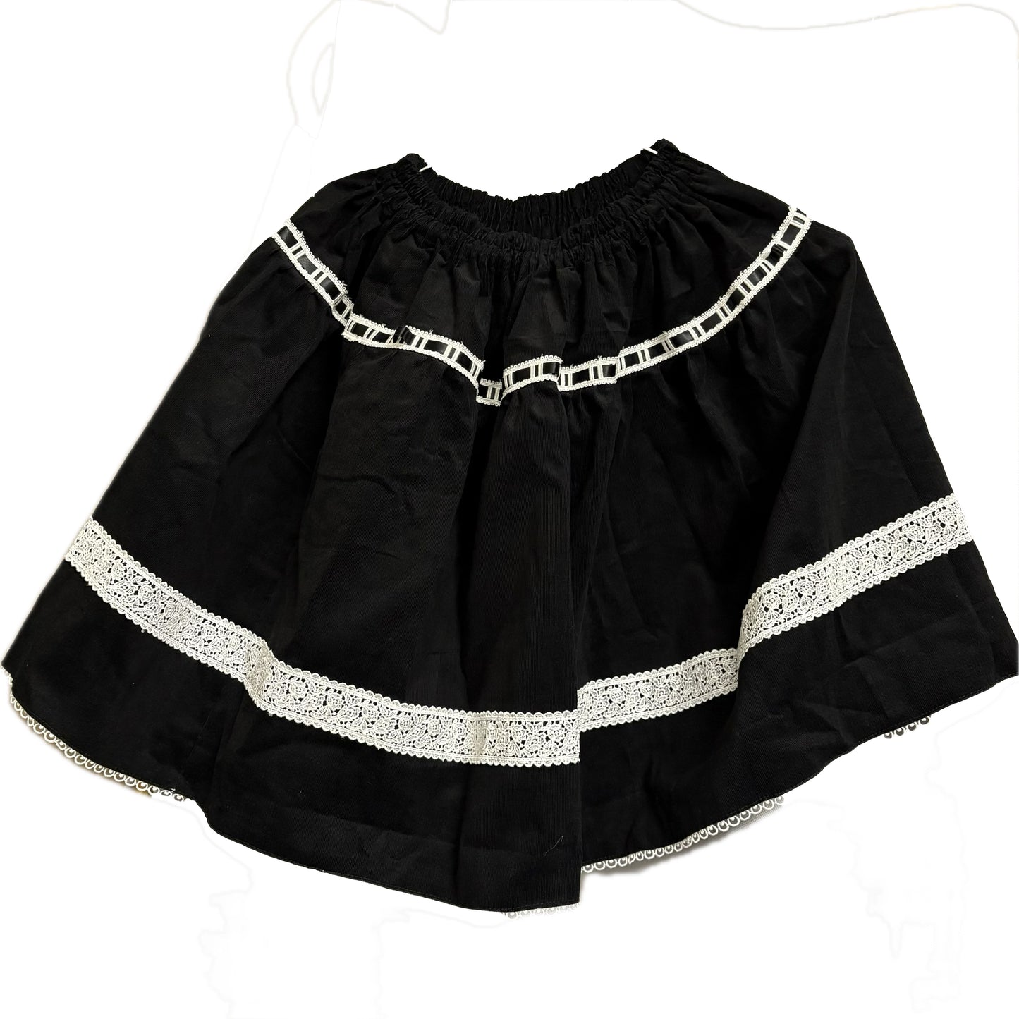 <16004>Corduroy and chemical lace skirt