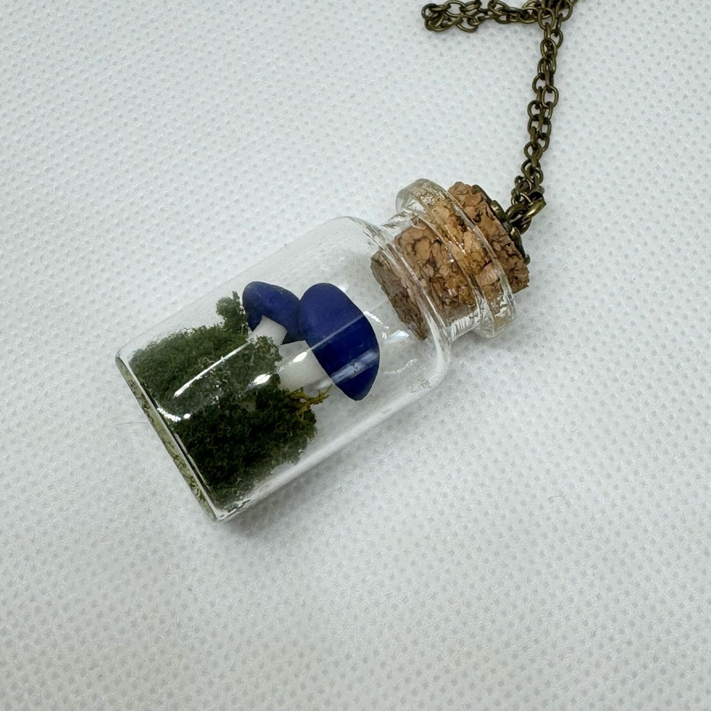 <18030>Blue Mushroom Necklace