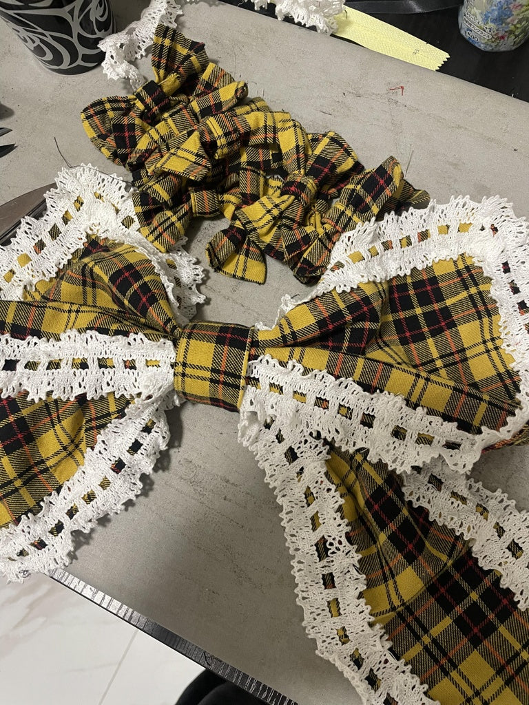 <32002>Tartan check Lolita"Yellow set