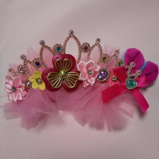 <35016>Tiara hair clip (dark pink)