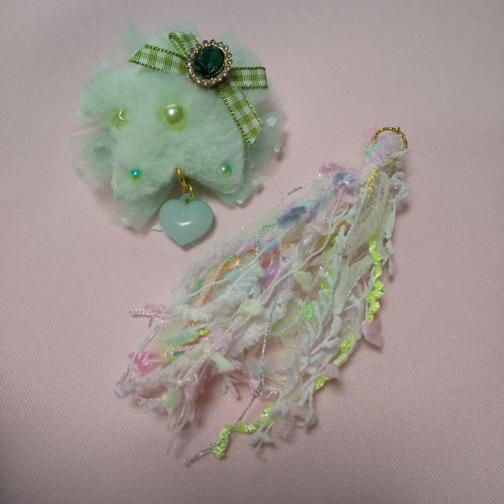 <35022>Shooting star brooch (green)1