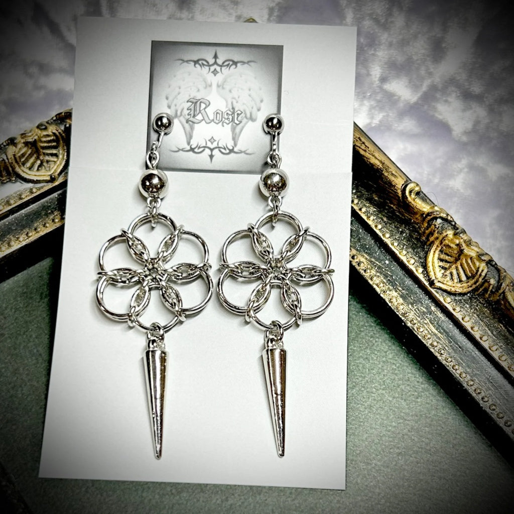 <01017>flower chain earclip(silver)