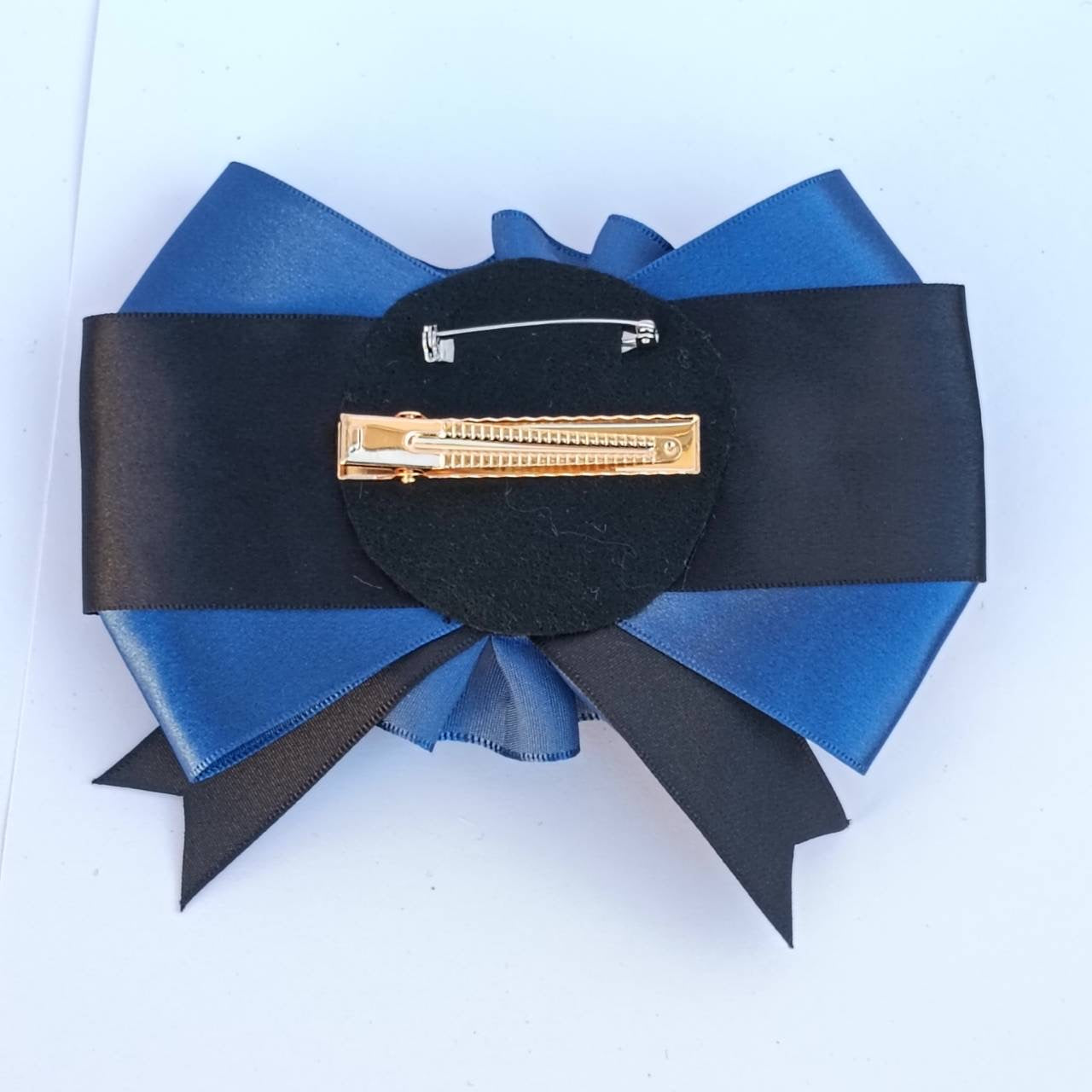 <09019>Rosette style brooch(dark blue)