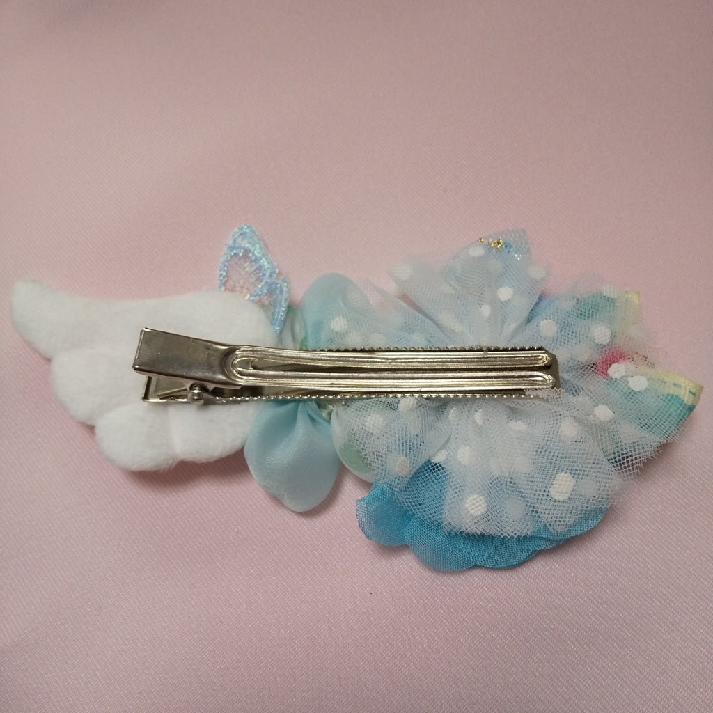 <35060>Flower hair clip with wings (blue)