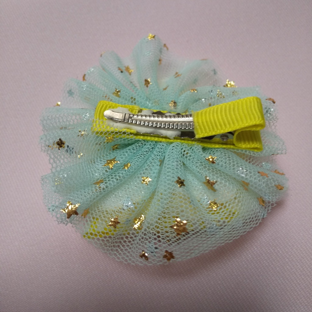 <35079>Fluffy star hair clip (mint green)