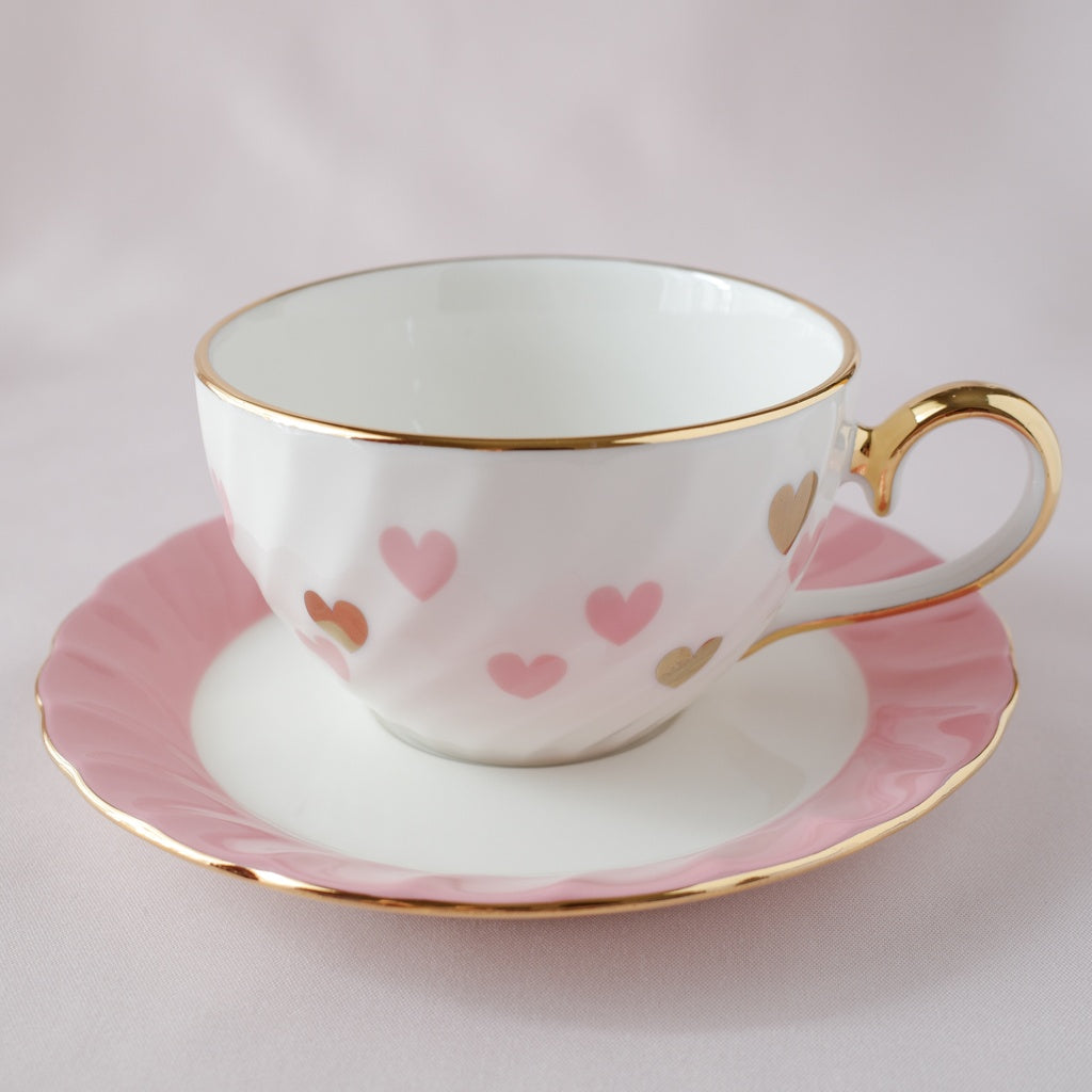 <10011>Heart Teacup & Saucer Set(pink)