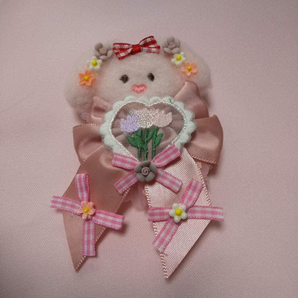 <35045>Lop-eared dog brooch (pink ＆ pink)2