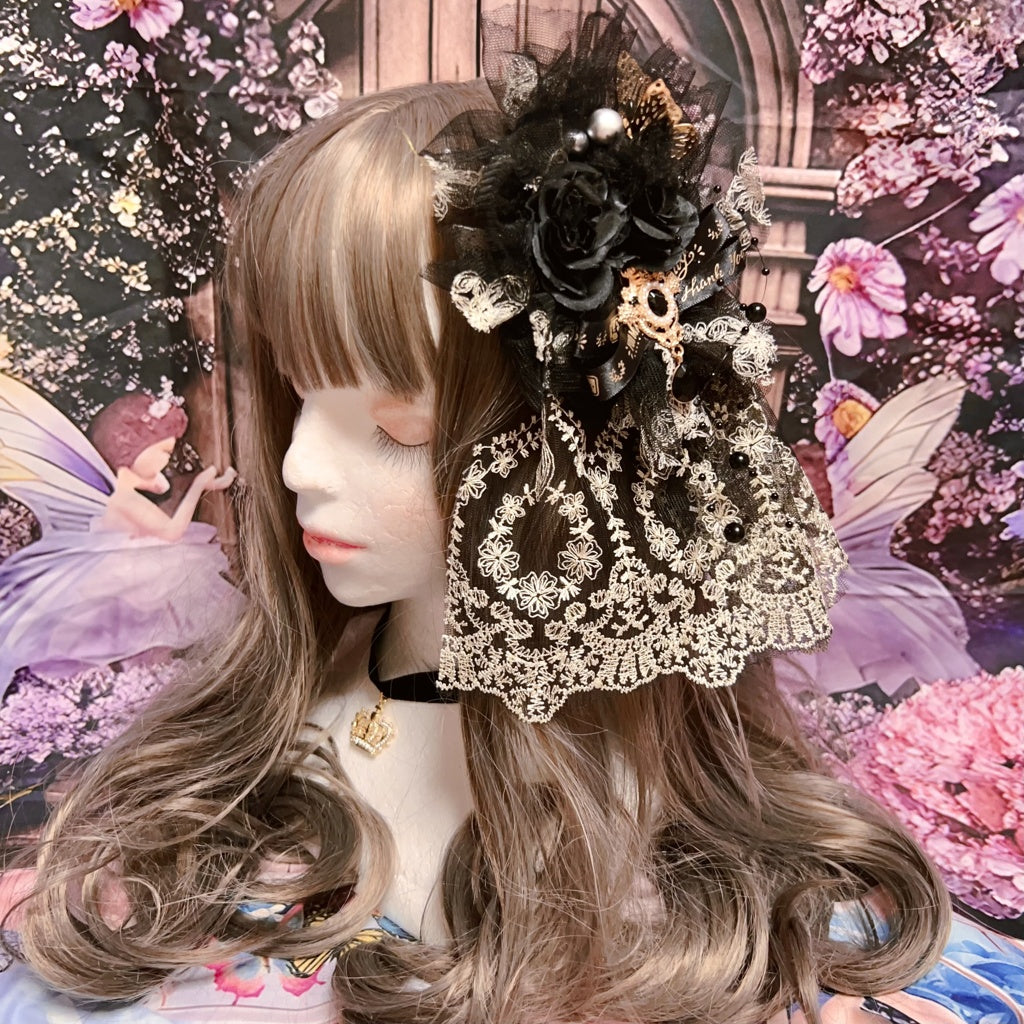 <30005>Black lace corsage