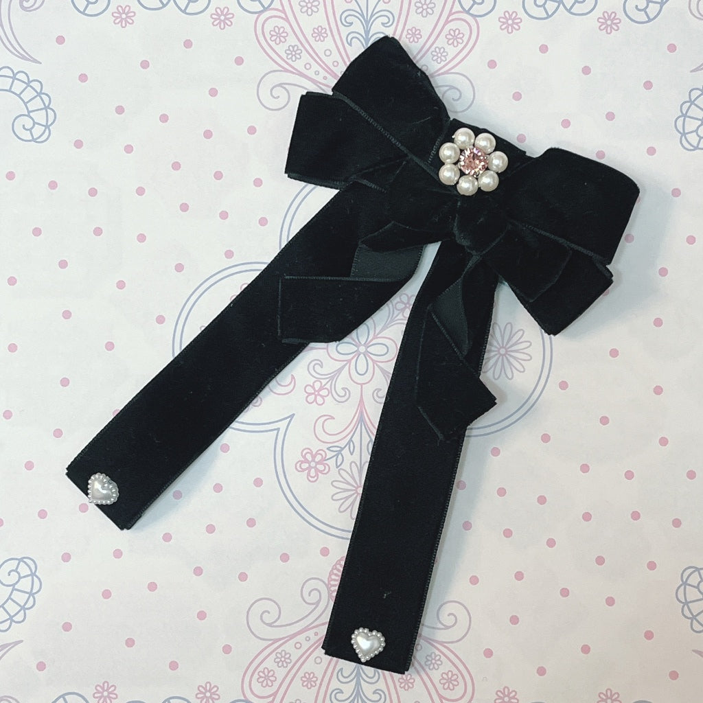 <13001>Pretentious lady's hair clip（Black×Brush Rose）