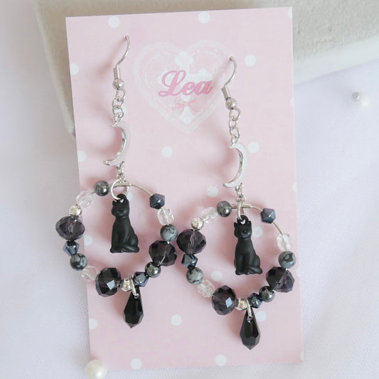 <15024>Black cat pierced earrings