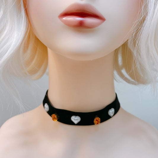 <13058>Pretentious lady's choker（Topaz×Black）