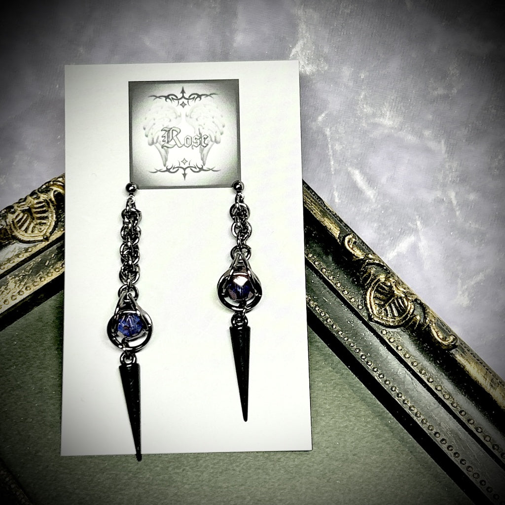 <01031>chain&thorns earring(purple)