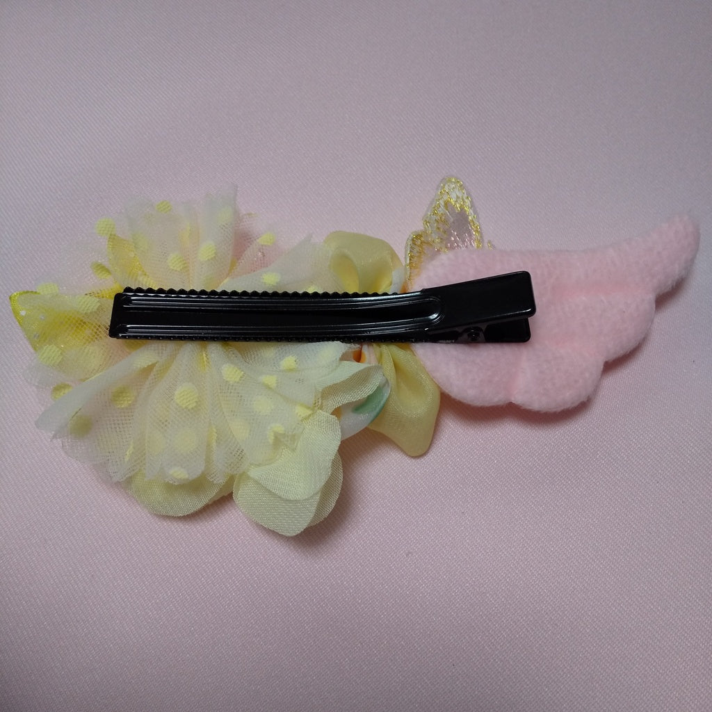 <35051>Flower hair clip with wings (yellow)