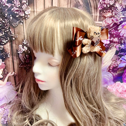 <30026>chocolate bear hair clip B