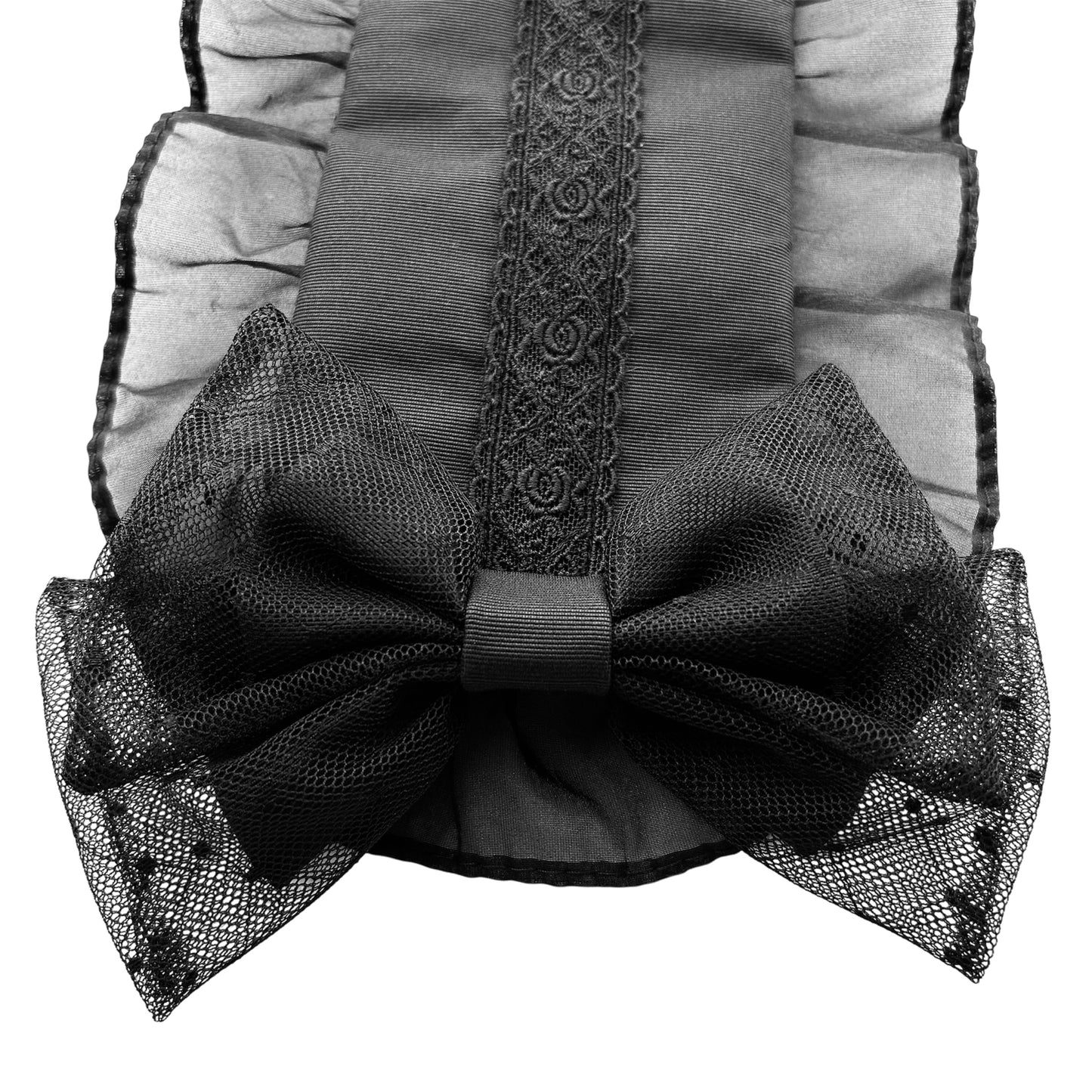 <03022>Headdress: Double ribbon on both sides (Black)