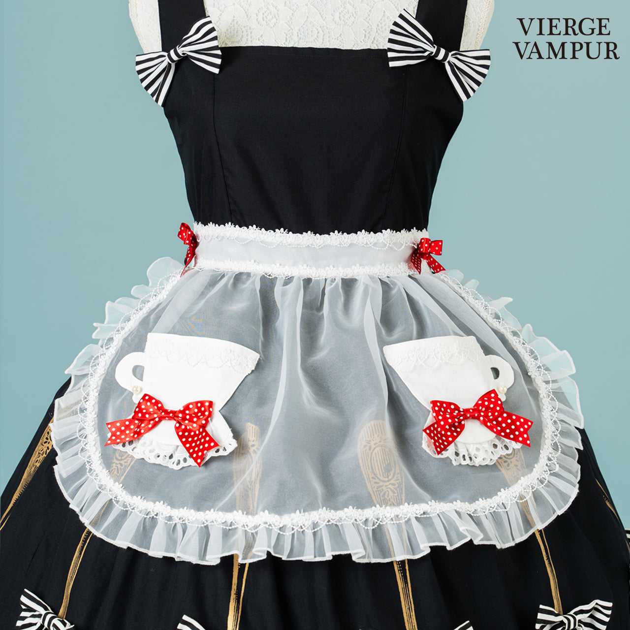 <31010>Tea Cup Apron<br> (red)