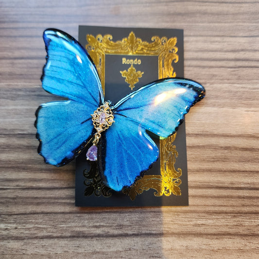 <11034>Morpho Butterfly Hair Clip