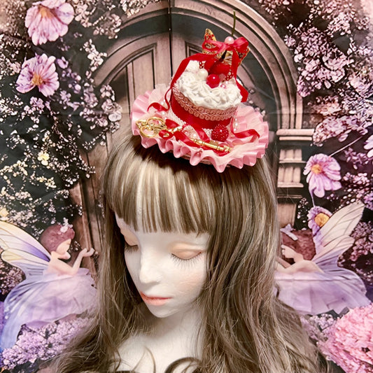 <30015>pink cake hat(Cherry)