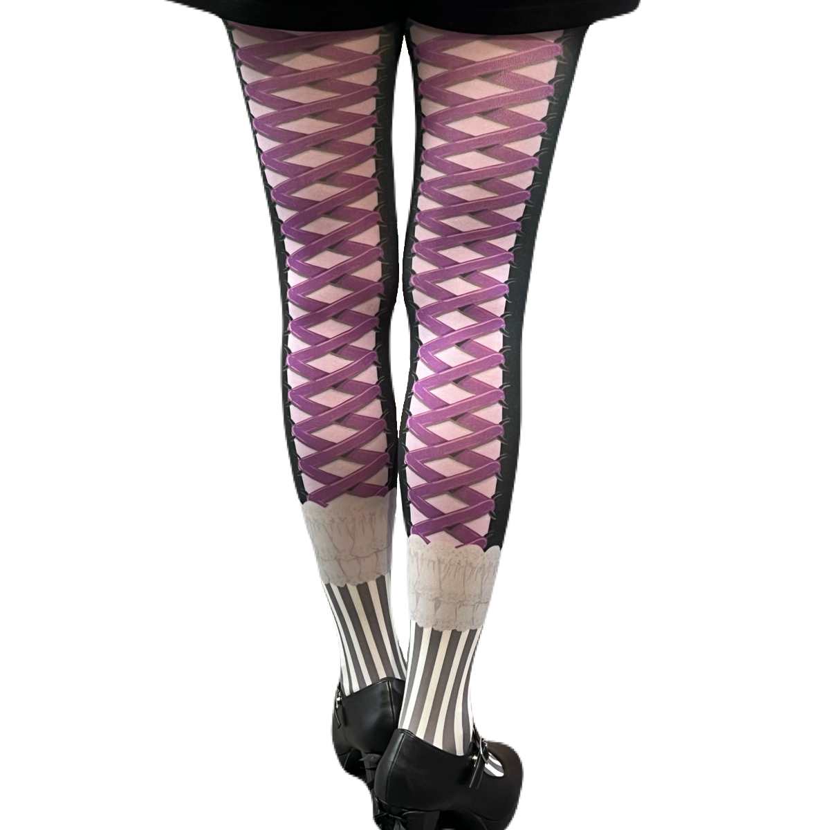 <13012>Tights that pursue cuteness（Black×Purple）Size：M-L