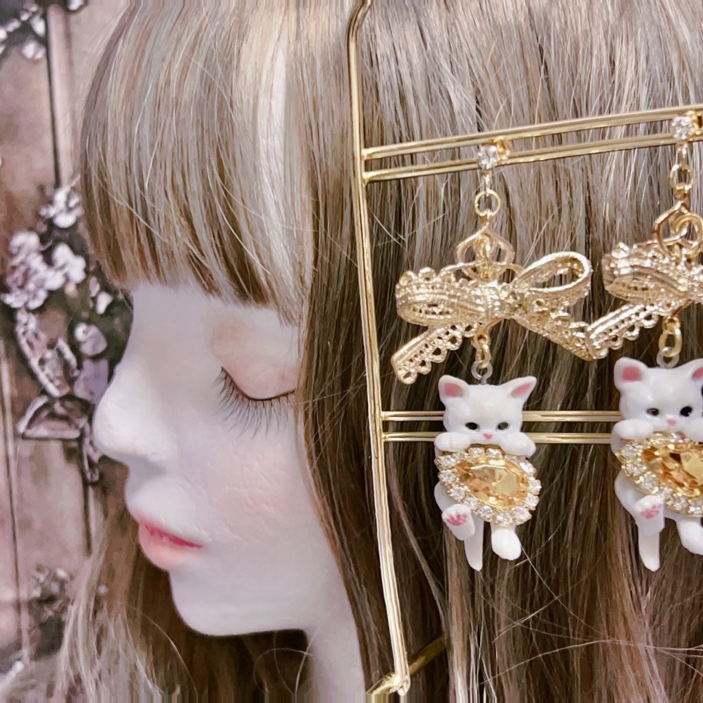 <30037>earring(cat-gold)