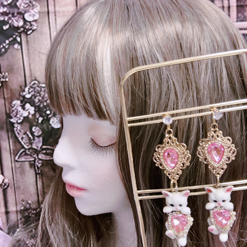 <30038>earring(cat-pink)B