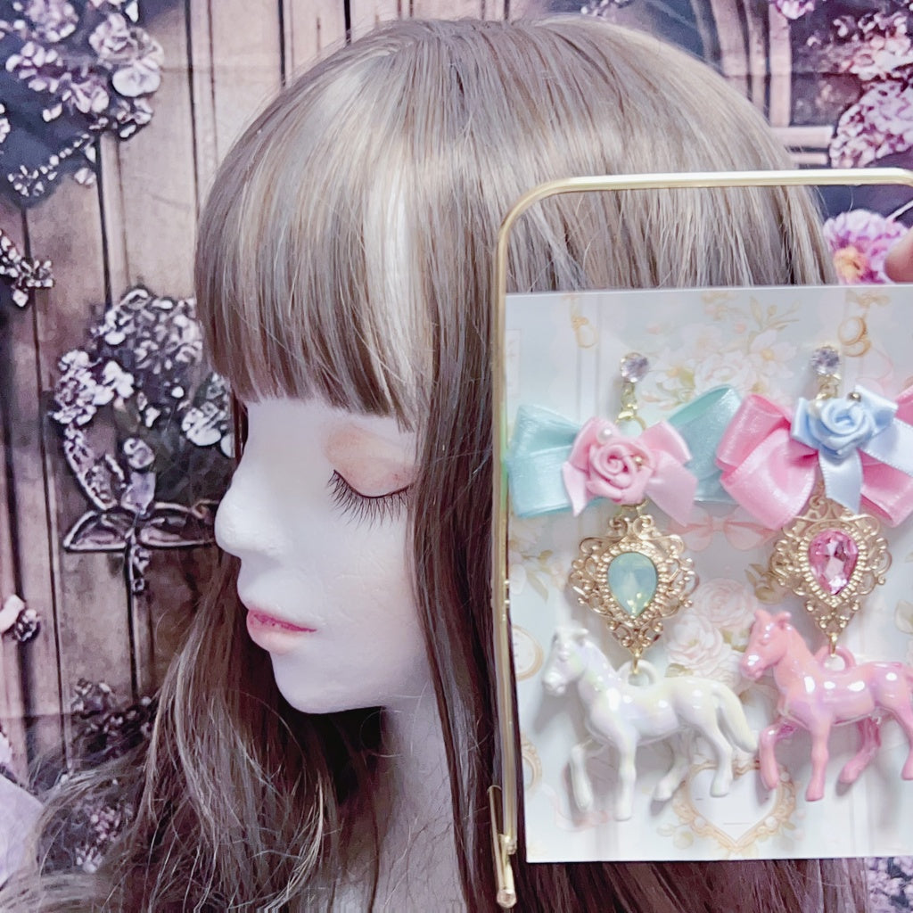 <30030>earring(unicorn-Green pink)