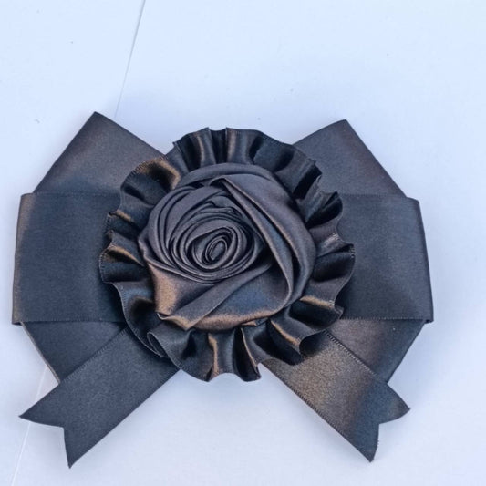 <09017>Rosette style brooch(black)