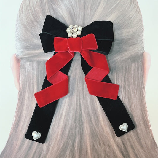 <13004>Pretentious lady's hair clip（Red×Lt. Silk）