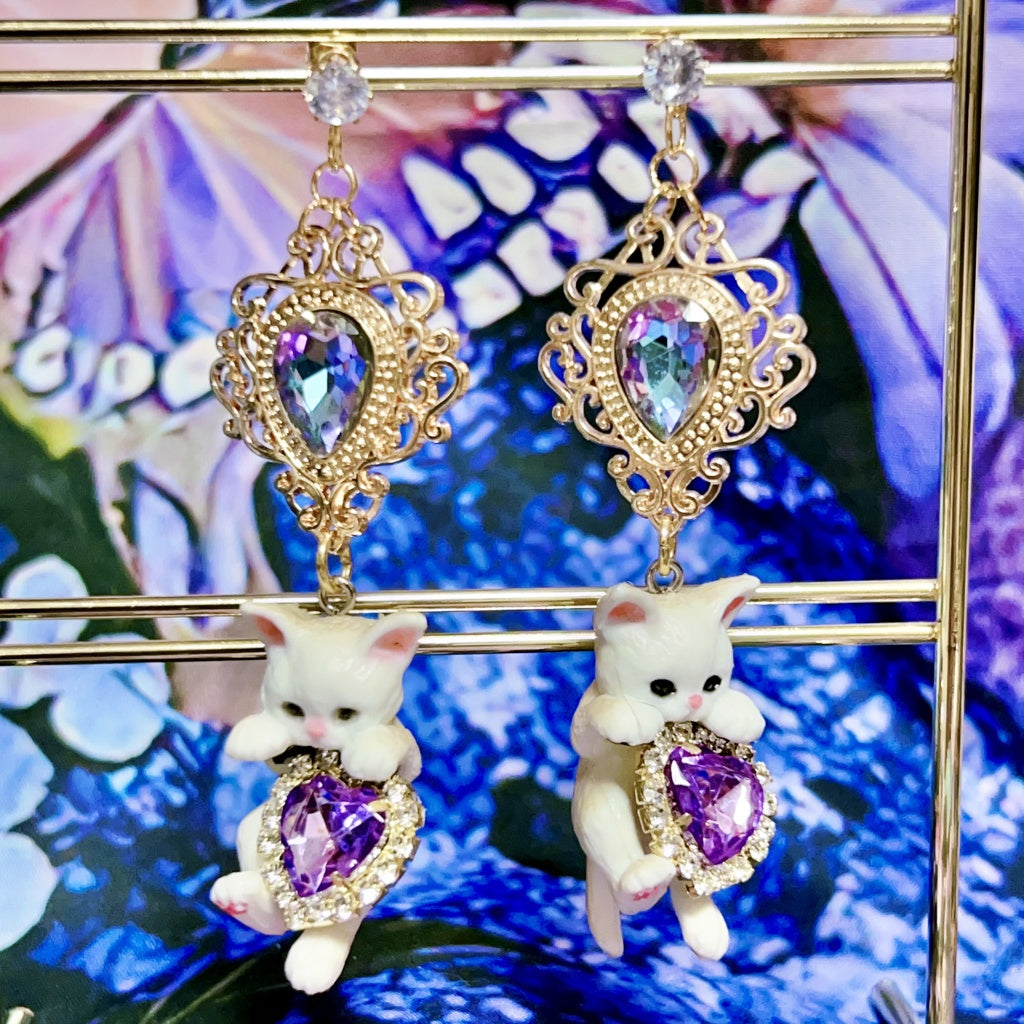 <30040>earring(cat-aurora purple)