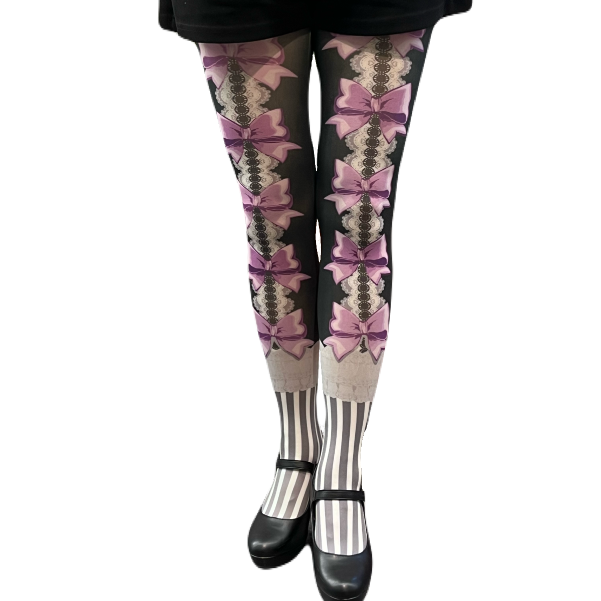 <13013>Tights that pursue cuteness（Black×Purple）Size：L-LL