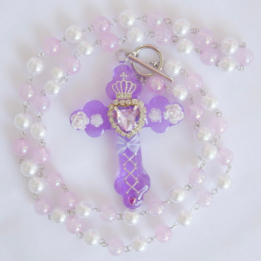 <15015>Cross necklace (purple)