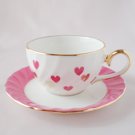 <10012>Heart Teacup & Saucer Set(shocking pink)