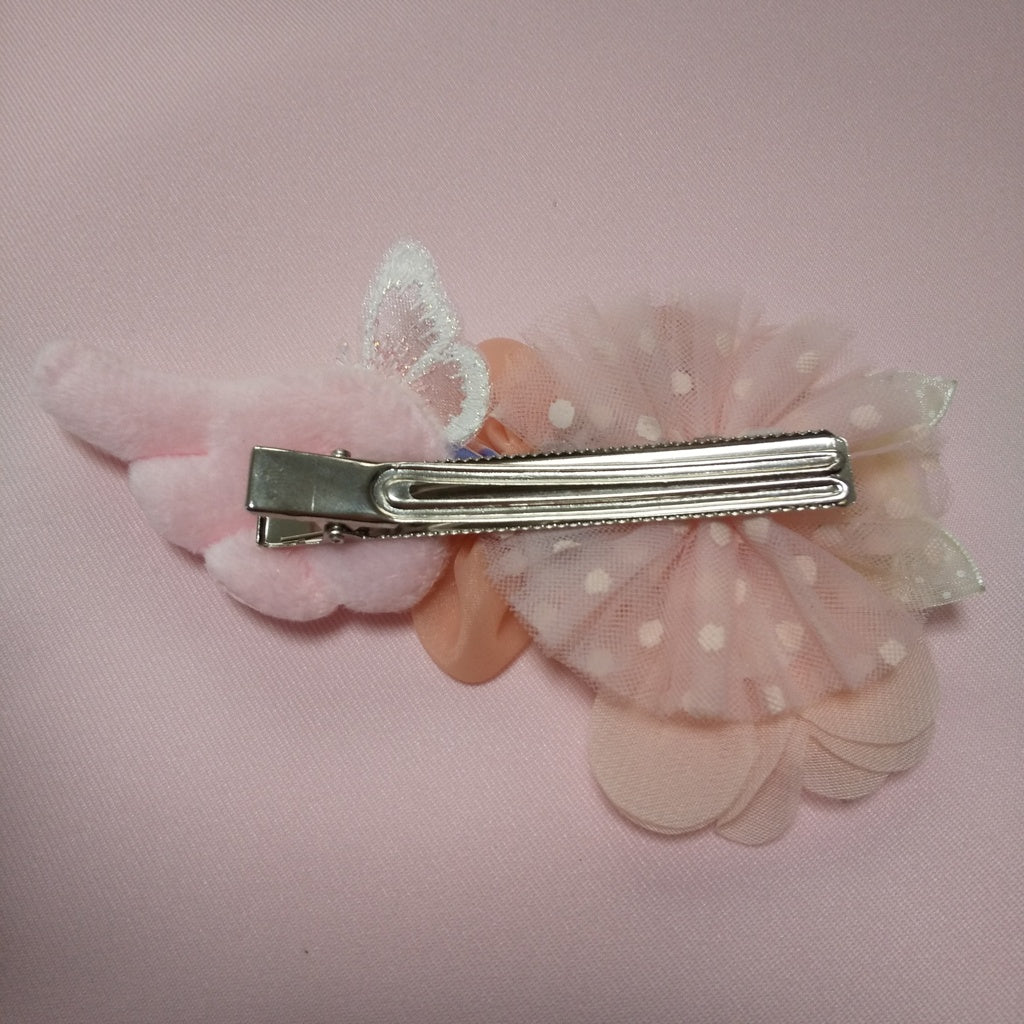 <35056>Flower hair clip with wings (orange & pink)2