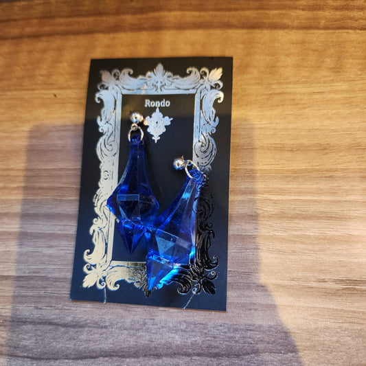 <11030>Blue Crystal-like earrings