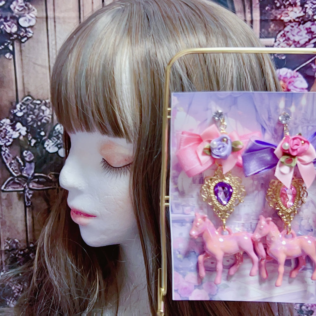 <30027>earring(unicorn-pink purple)