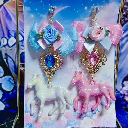 <30028>earring(unicorn-Blue pink)