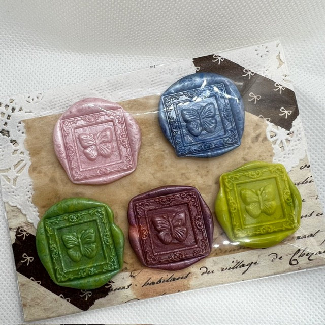 <18012>Wax Seal Sticker （Butterflies × squares）