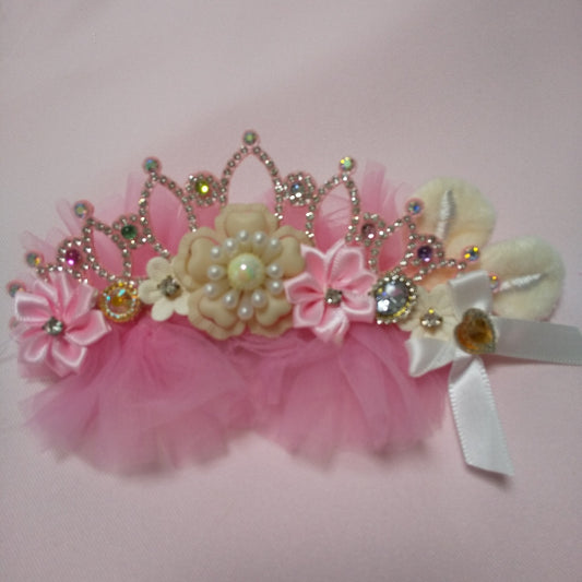 <35015>Tiara hair clip (white)