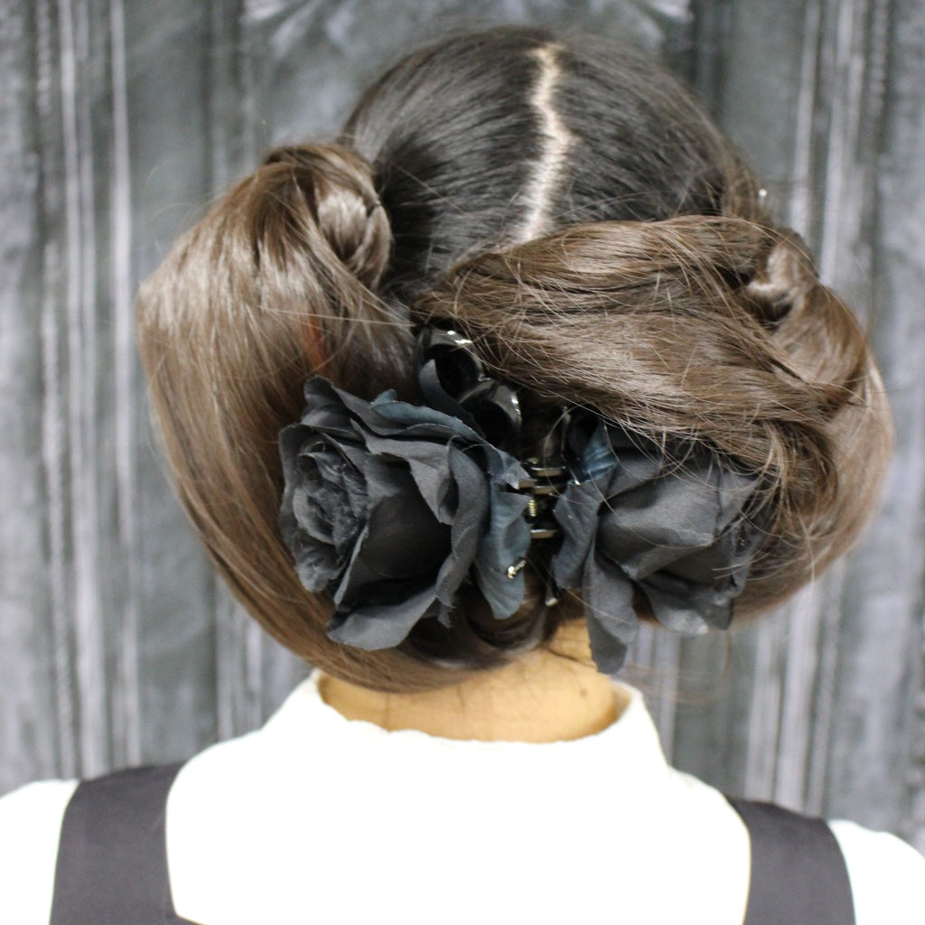 <11044>Black rose hair clip