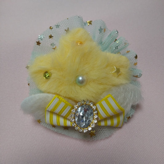 <35079>Fluffy star hair clip (mint green)