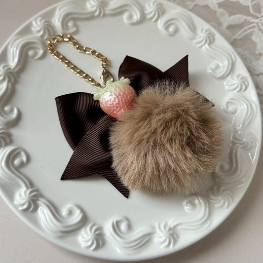 <25065>Bag charm Brown Fur