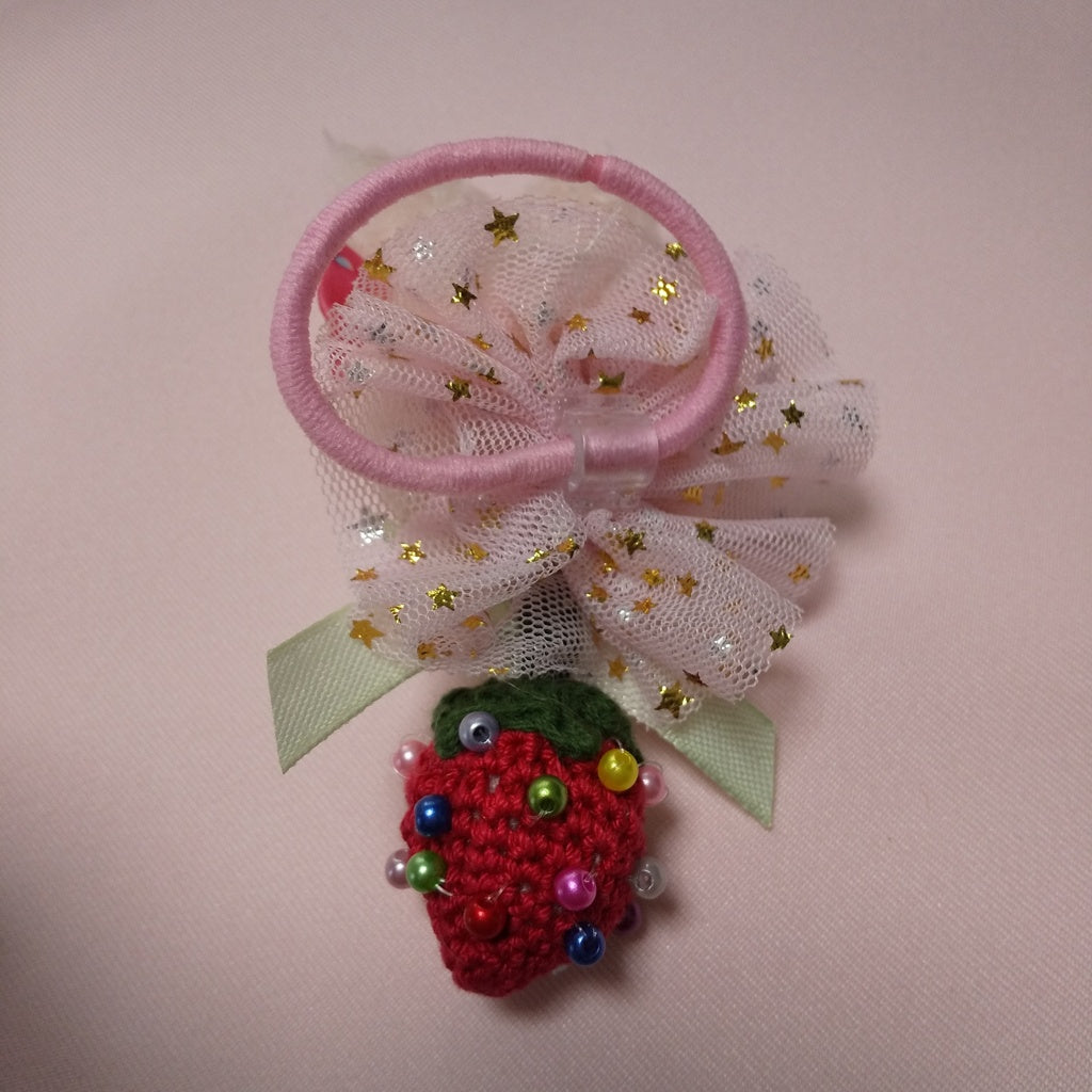 <35035>Rabbit strawberry hair tie (pink)