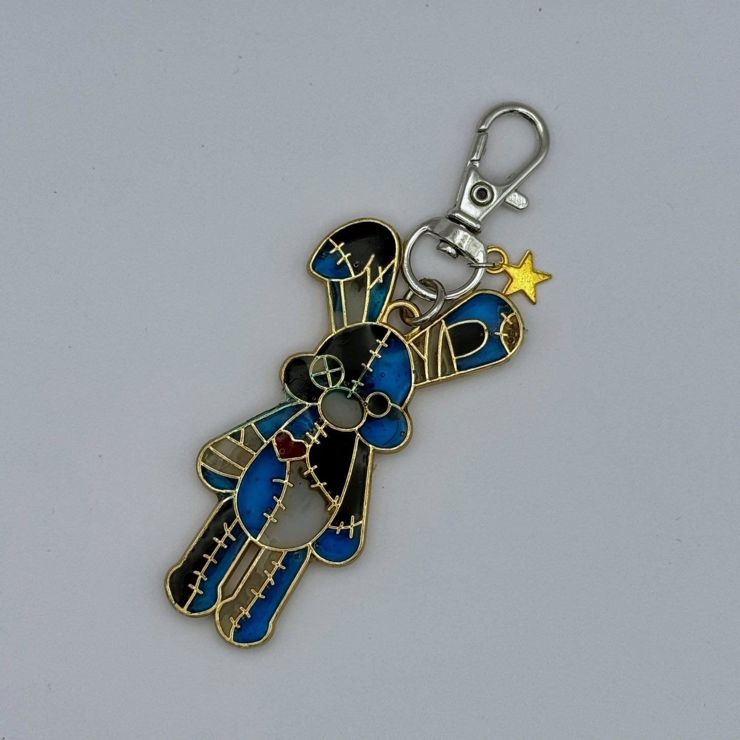 <18121>Patched rabbit keychain (blackblue)