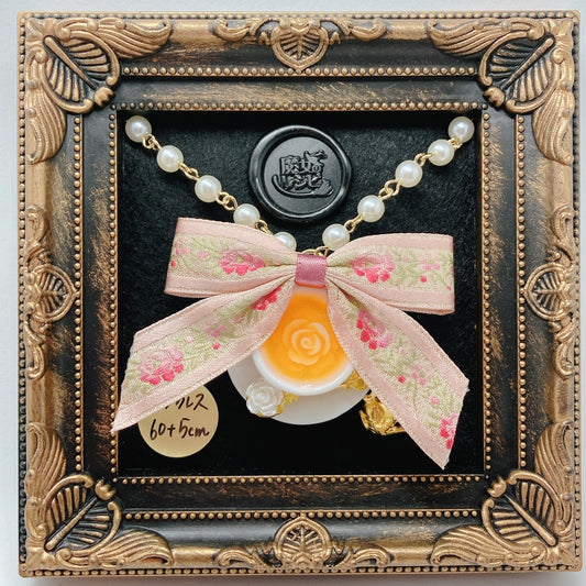 <12003>Rose tea necklace pink