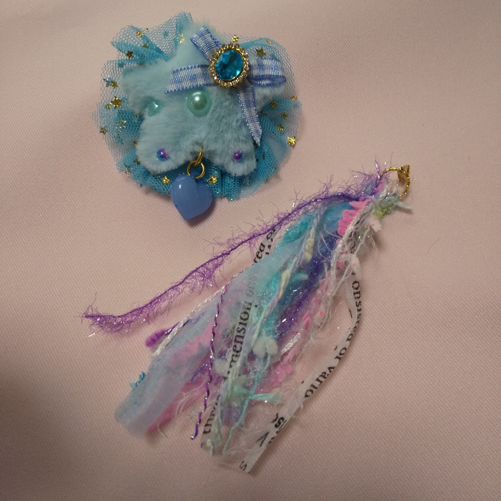 <35024>Shooting star brooch (blue)1