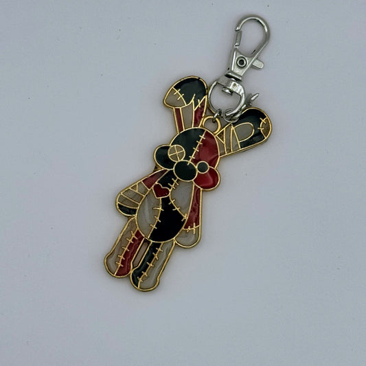 <18120>Patched rabbit keychain (blackred)