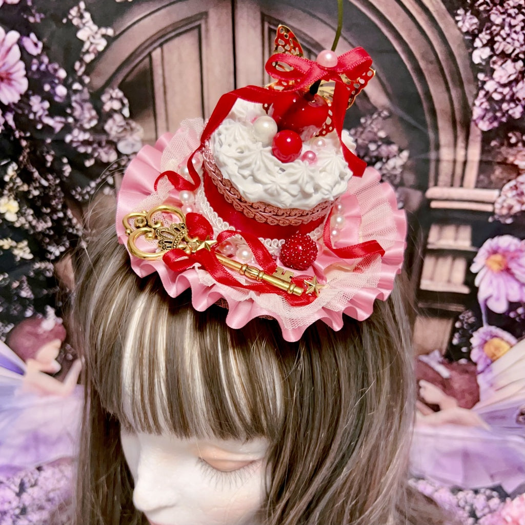 <30015>pink cake hat(Cherry)