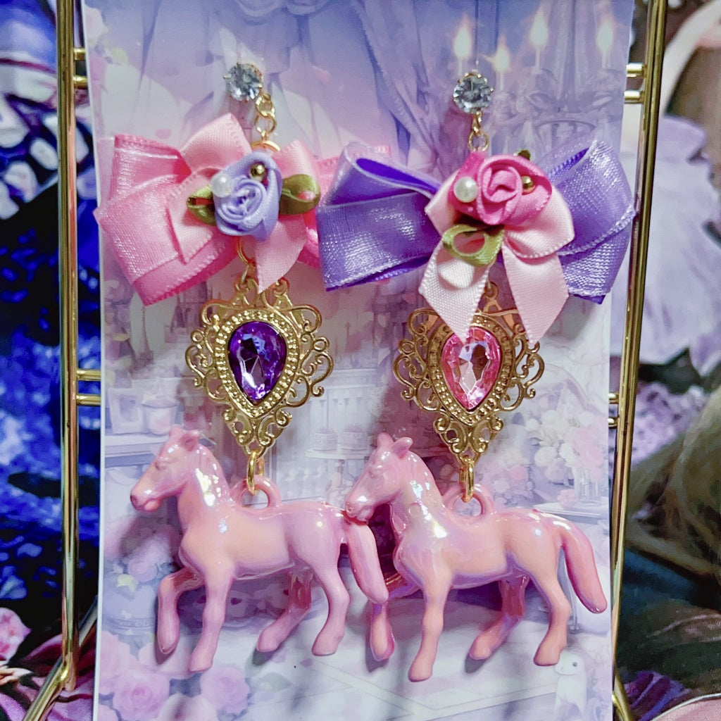 <30027>earring(unicorn-pink purple)